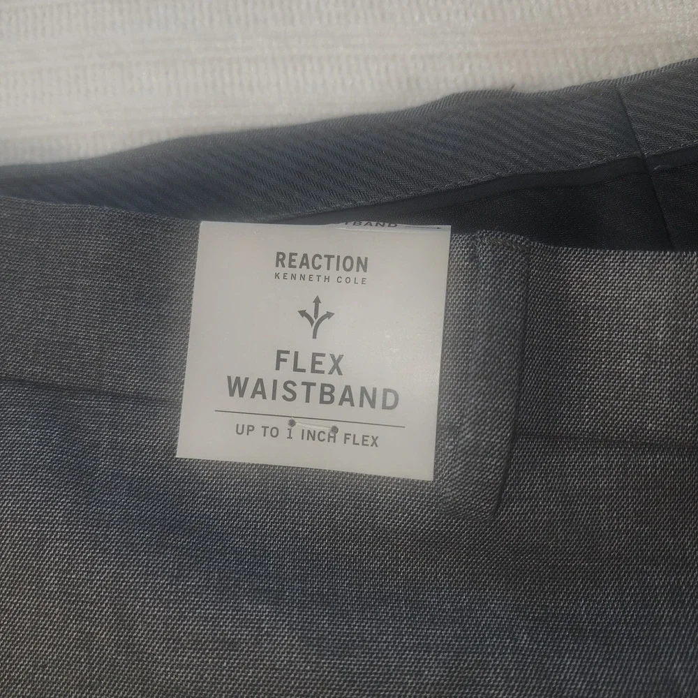 Kenneth Cole Reaction Mens 34x32 Slim Fit Stretch Dress Pants Medium Grey NWT